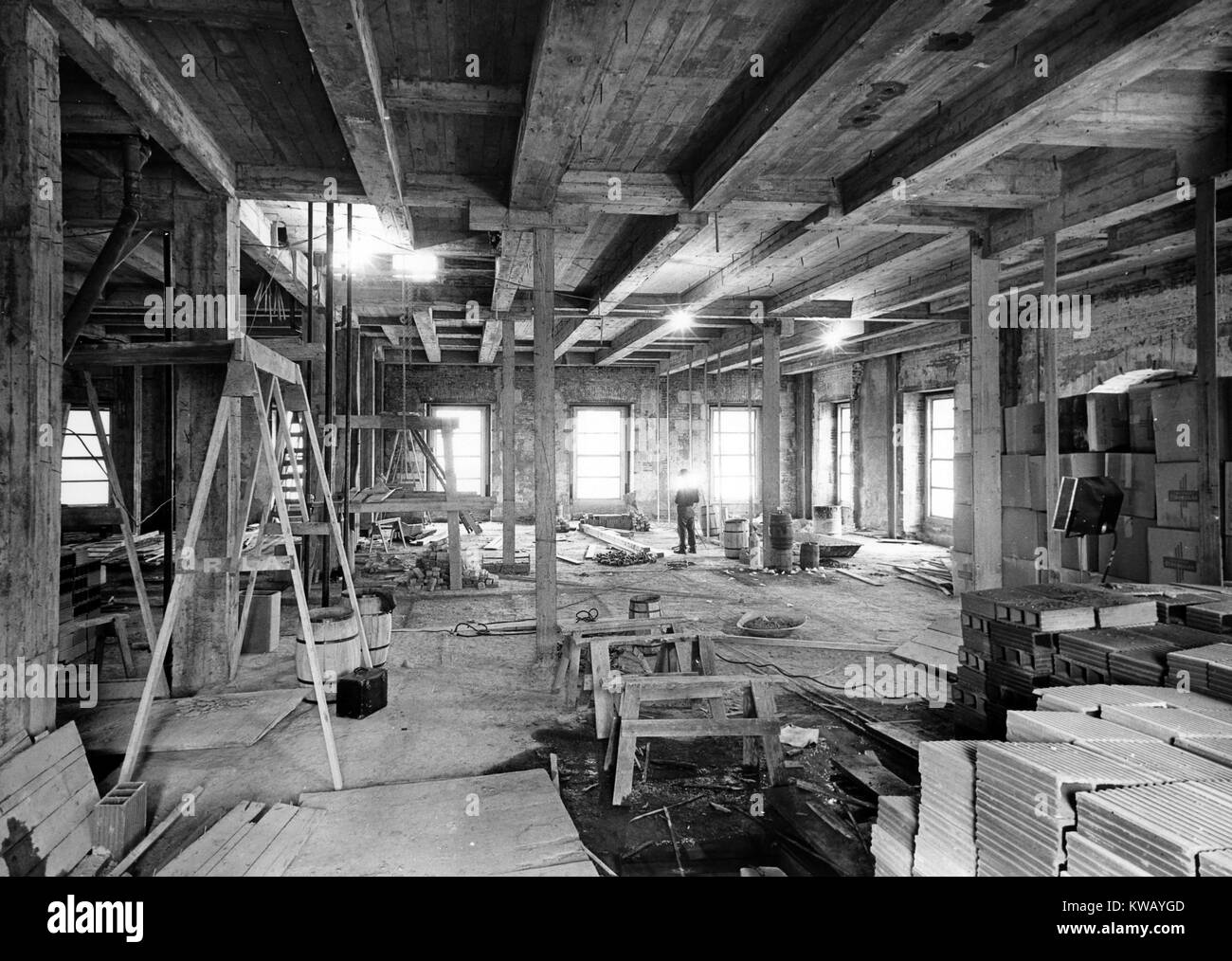 Blick auf das Lincoln Zimmer im Weißen Haus während der Sanierung, Washington, D.C, 23. Januar 1951. Stockfoto