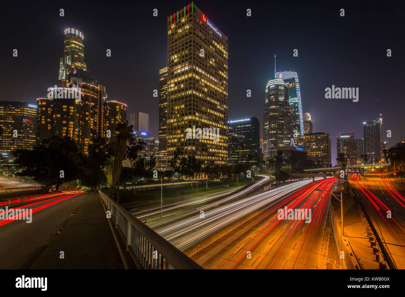 Skyline von Los Angeles Downtown Stockfoto
