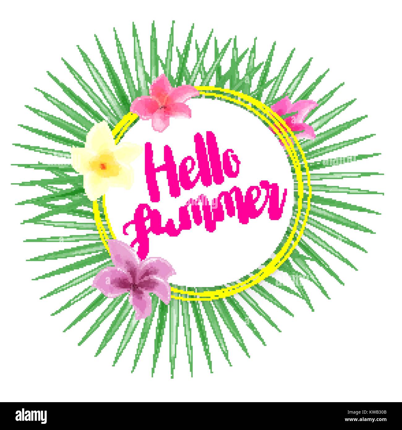 Sommer palm Orchid tropischen Karte Stock Vektor