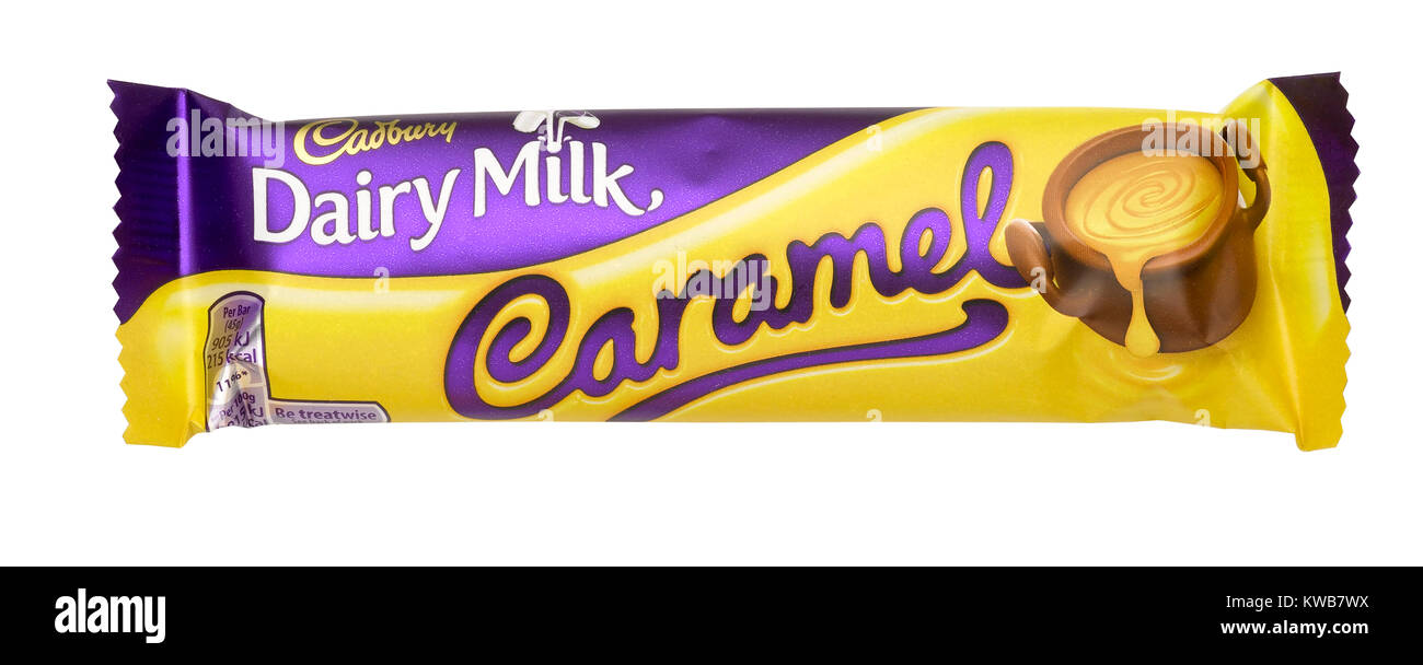 Ein ausgeschnittenes Schuß des Cadbury Caramel Stockfoto