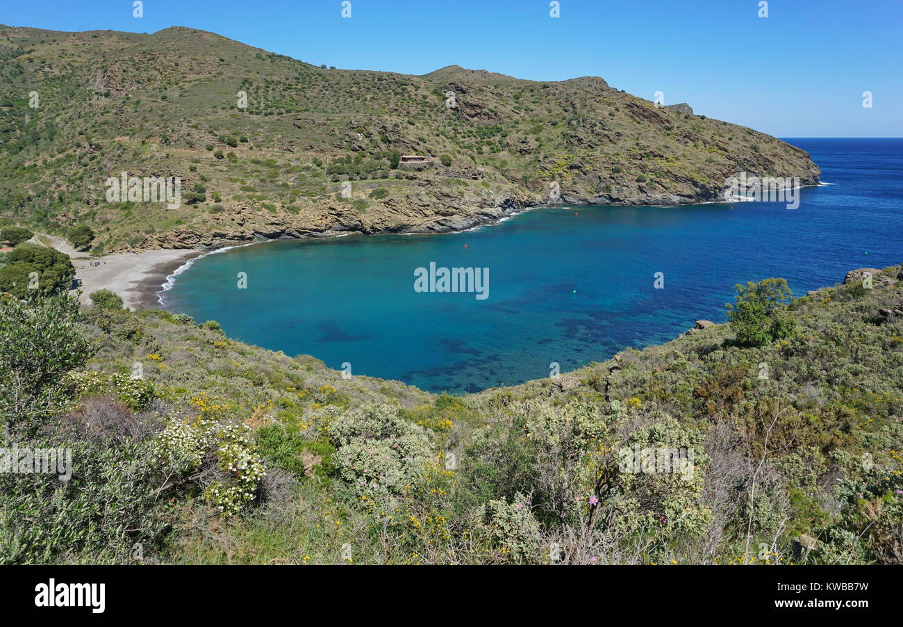 Spanien Mittelmeer Bucht Cala Joncols zwischen Rosen und Cadaqués, Costa Brava, Alt Emporda, Cap de Creus, Katalonien Stockfoto