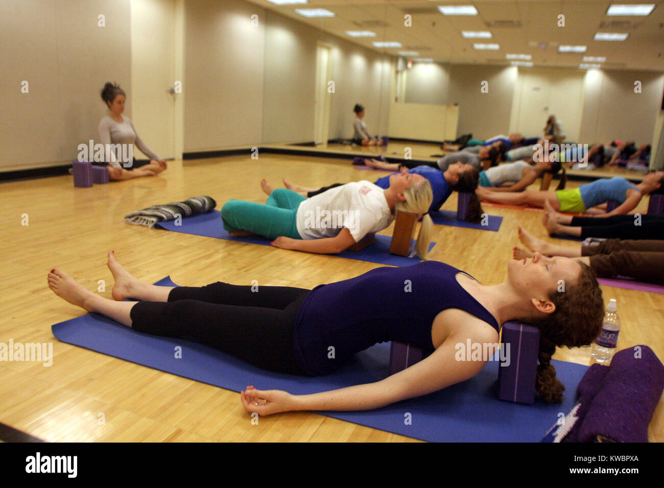 Yoga Klasse in Washington, D.C. Stockfoto