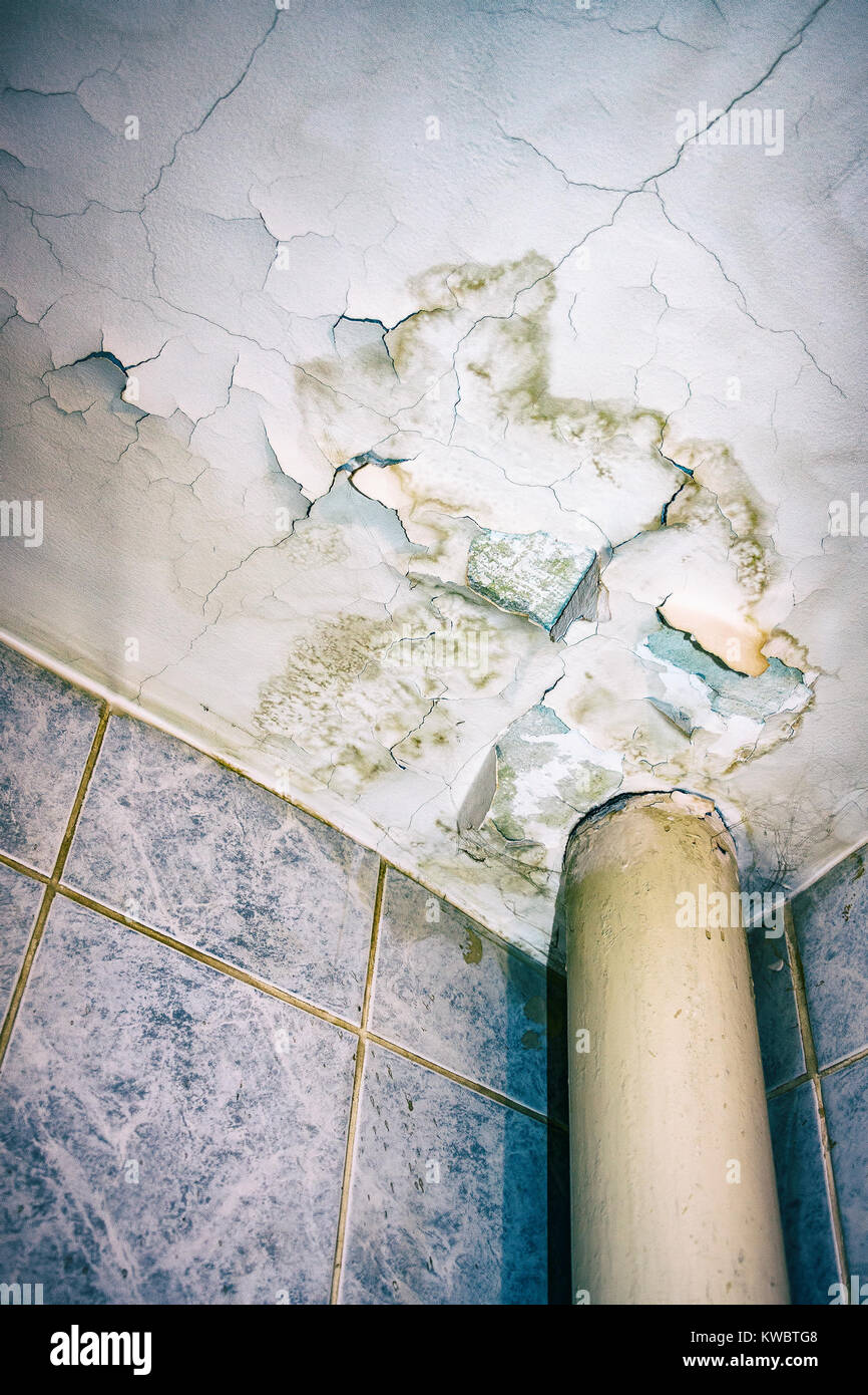 Decke in der Notwendigkeit der Reparatur. An der Decke, Schmutz und Risse Stockfotografie Alamy