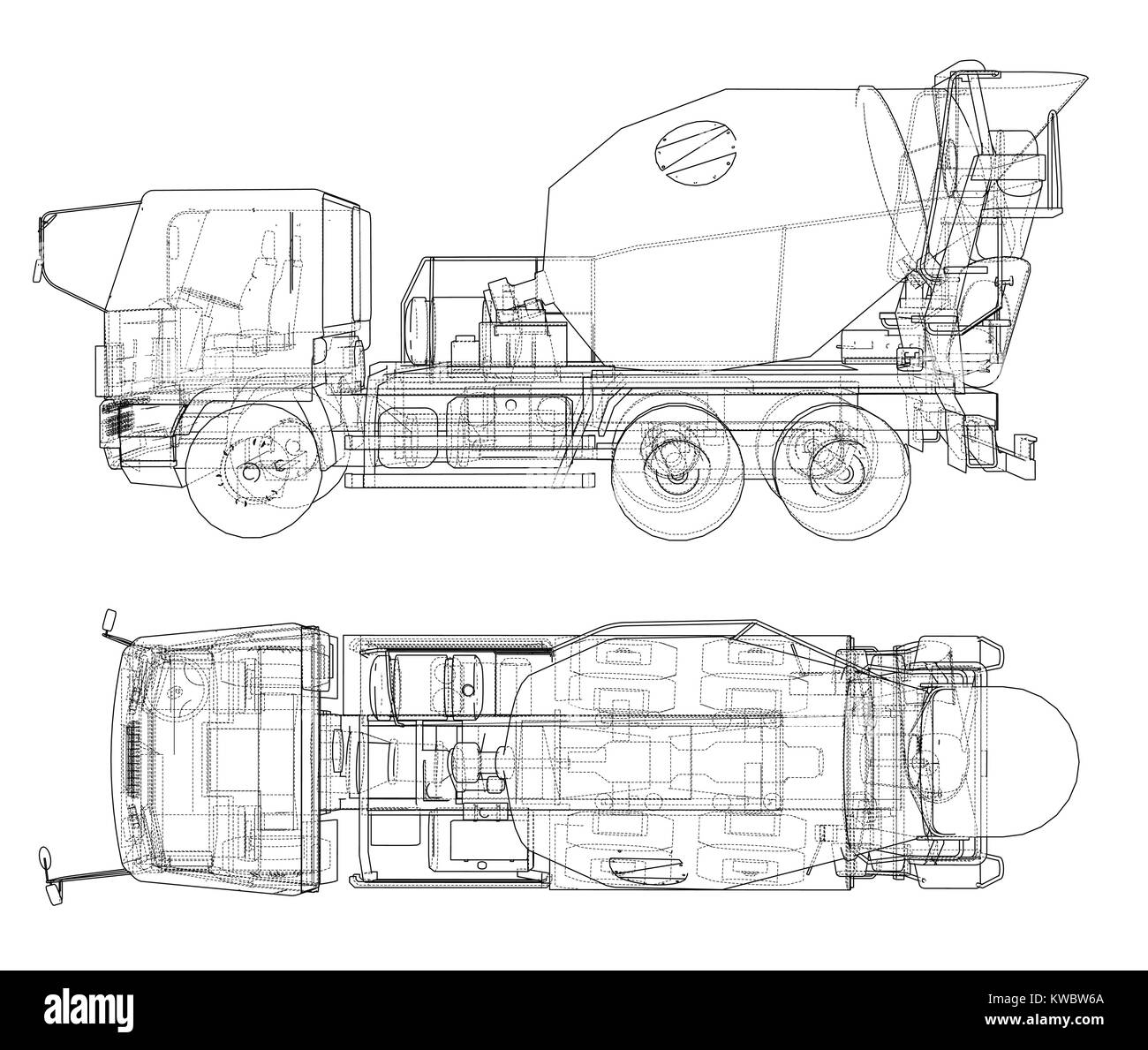 Fahrmischer Skizze. Vektor Stock Vektor