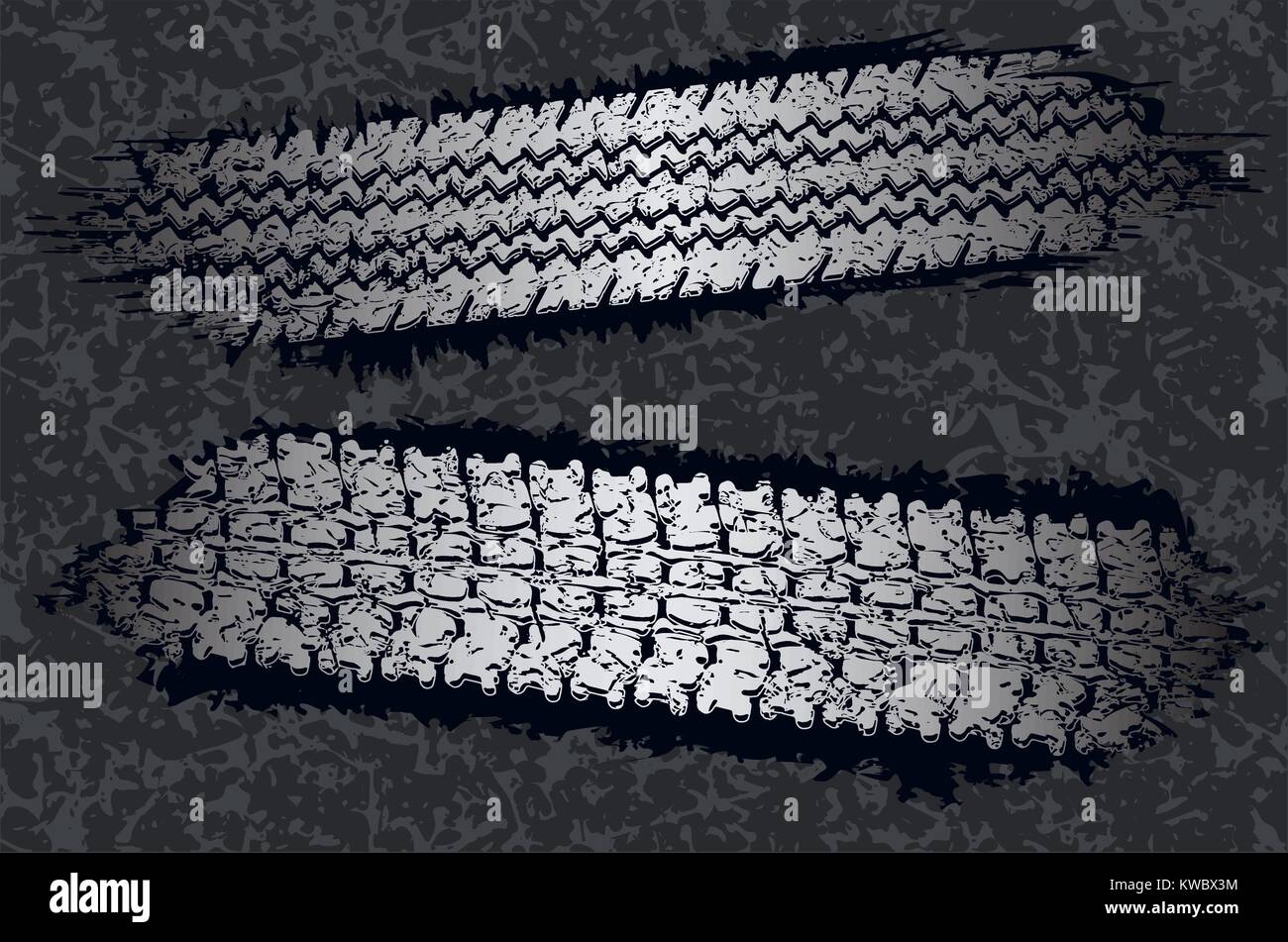 Abstrakte Reifenspuren, die Texturen des Verkehrs Vector Illustration. Vorlage für Car Race Design in grunge Stil. Stock Vektor