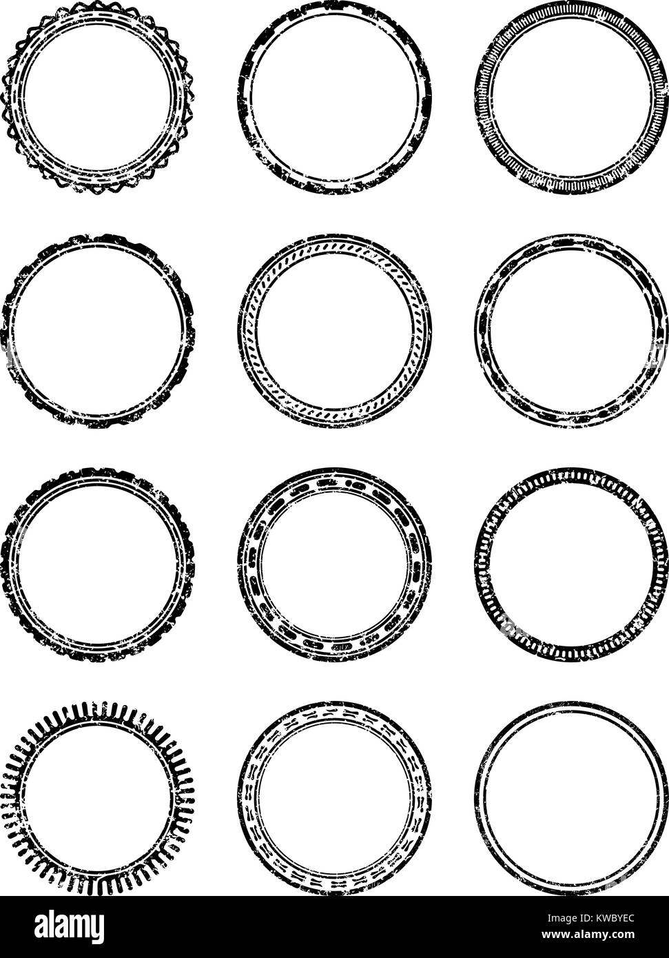 Satz von Dutzend grunge Vektor Vorlagen für Stempel Stock Vektor