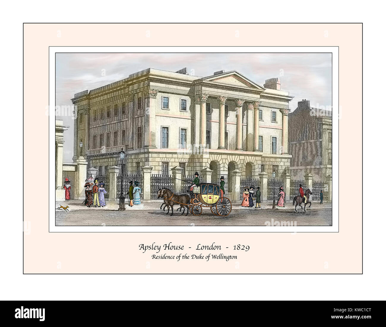Apsley House London Original Design im 19. Jahrhundert Gravur auf der Grundlage Stockfoto