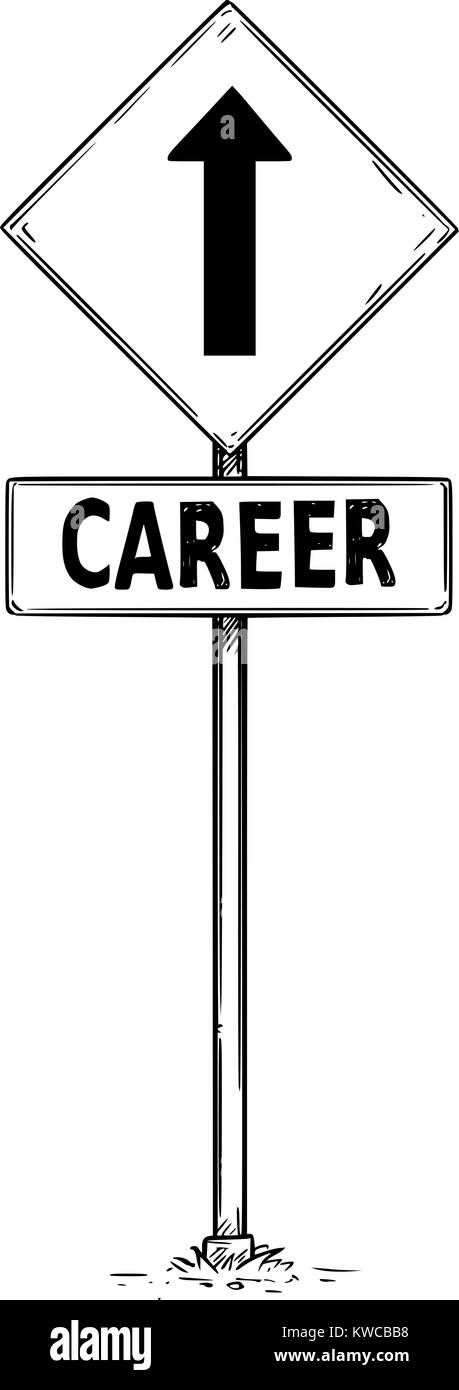 Vektor Zeichnung von einem doppelpfeil Verkehrsschild mit Karriere Business text Board. Stock Vektor