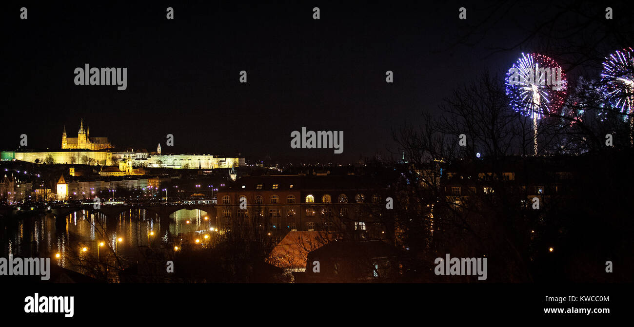 Silvester Feuerwerk 2018 Stockfoto