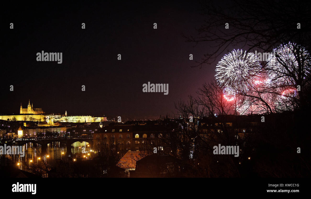 Silvester Feuerwerk 2018 Stockfoto