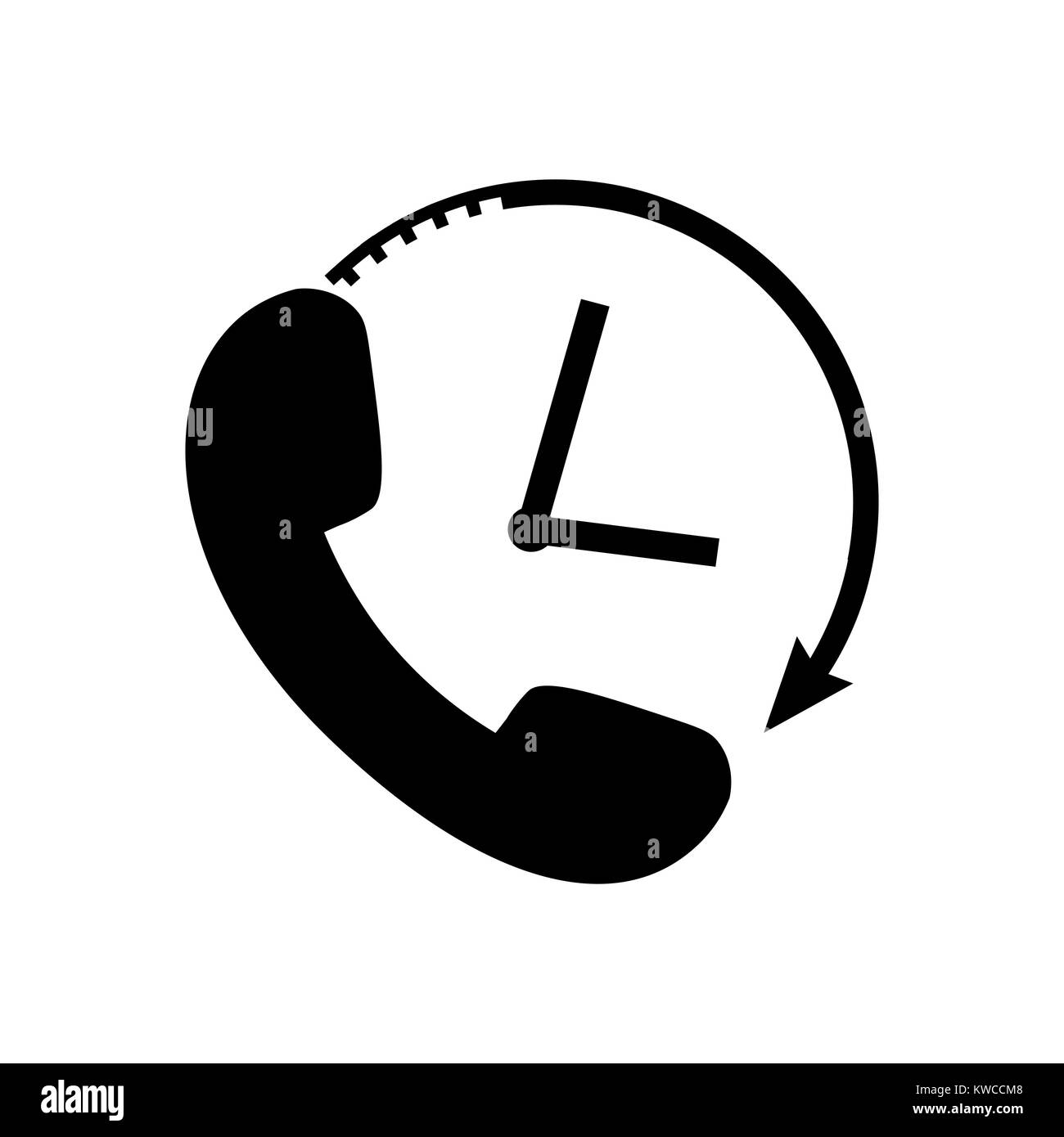 Telefon 24 Stunden Symbol im flachen Stil. Stock Vektor