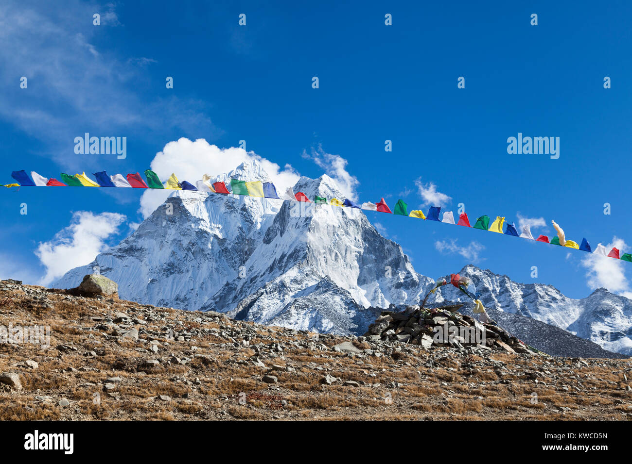 Himalaya, Nepal, 5000 m über dem Meeresspiegel in Sagarmatha Nationalpark auf dem Weg zum Mount Everest Base Stockfoto