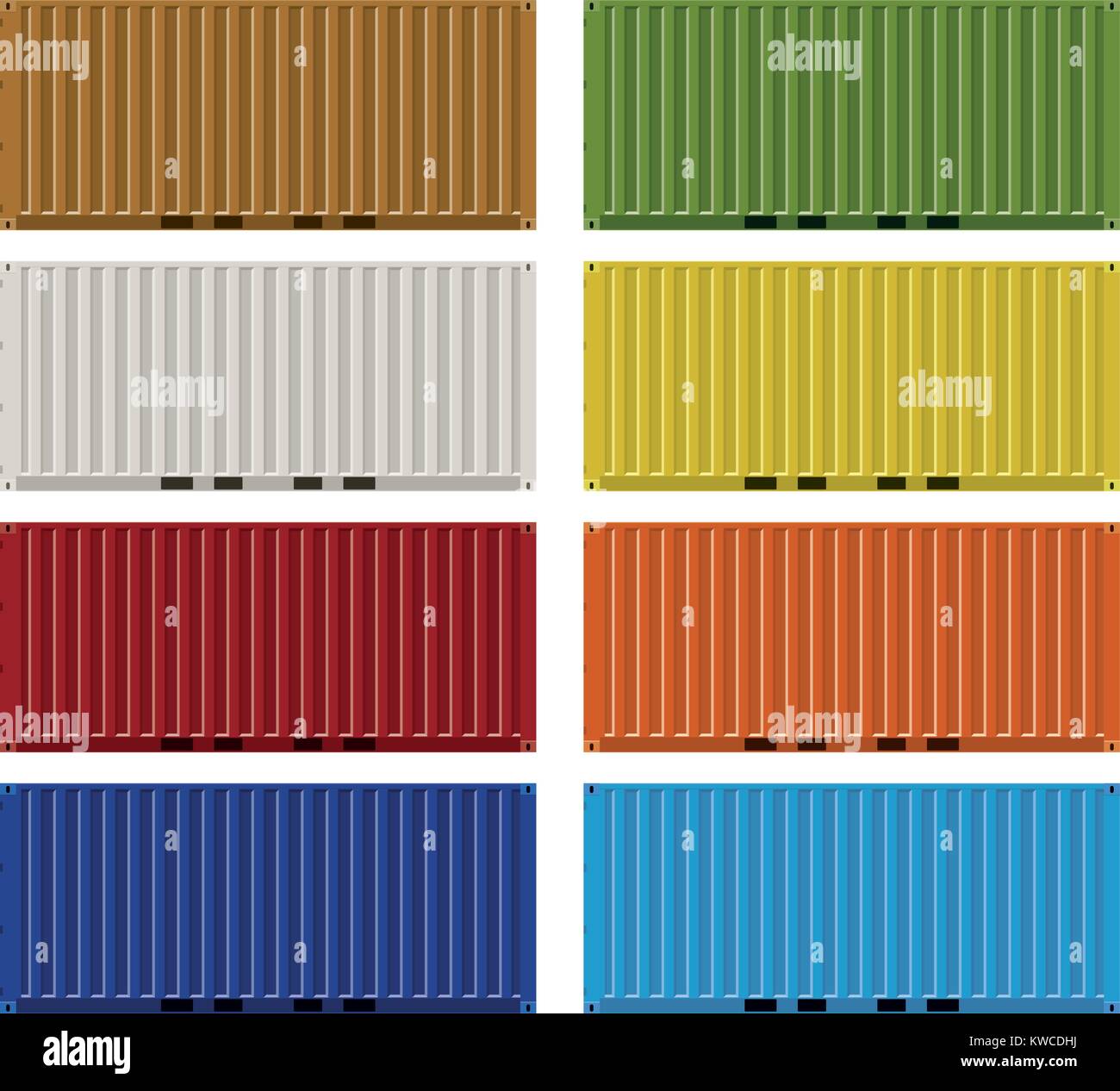 Zwanzig Fuß ISO-Cargo Container in acht Farben Vector Illustration Stock Vektor