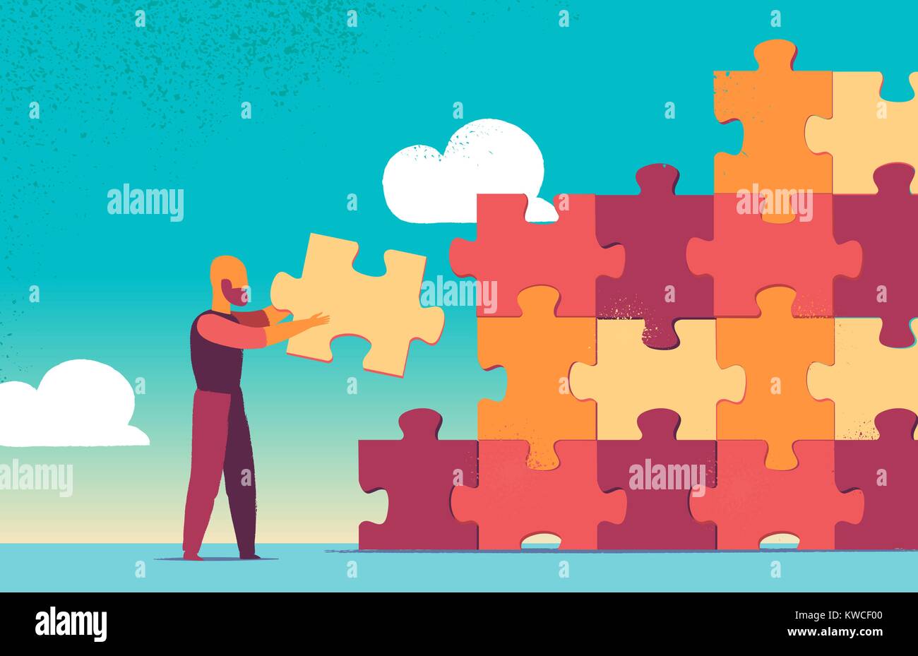 Lösung und Erfolg, Strategie und Puzzle Design Stock Vektor