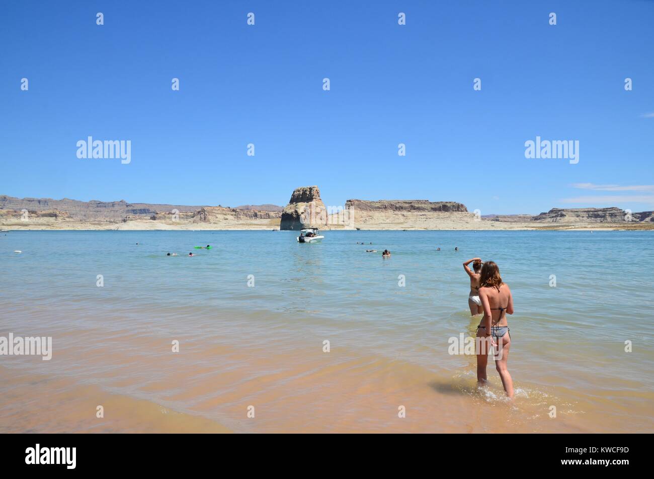 Die badegäste auf wahweap Bay lake powell Utah USA Stockfoto