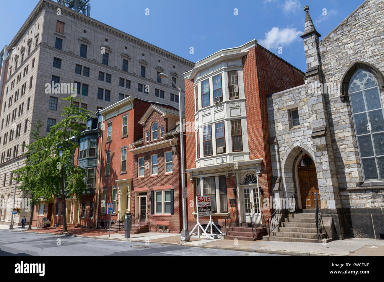 Historische Gebäude auf der Pine Street, Harrisburg, Pennsylvania, USA. Stockfoto