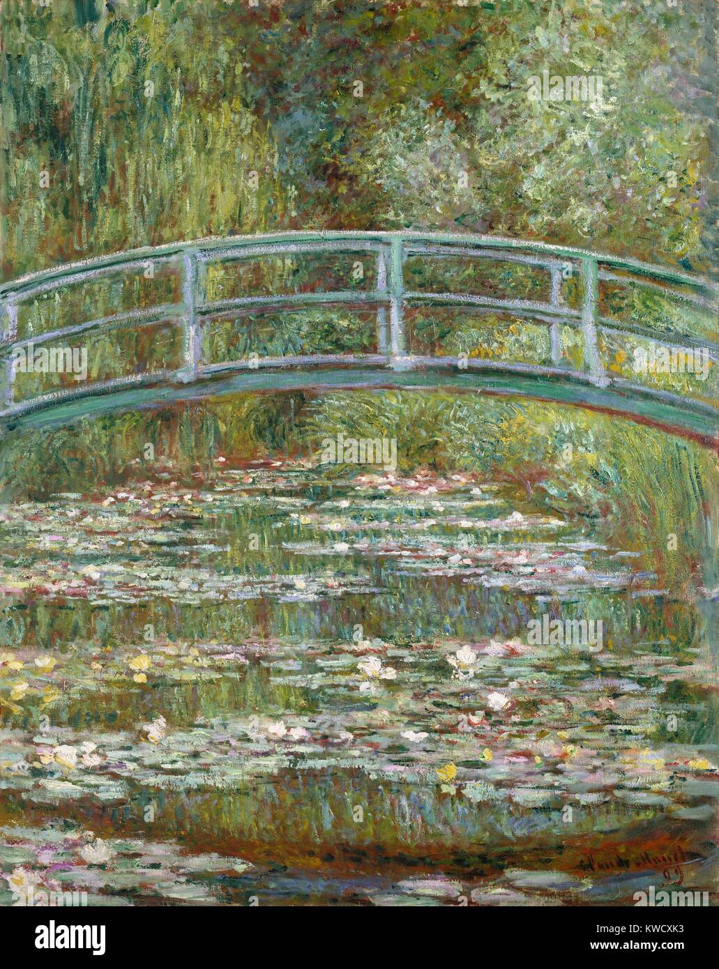 Brücke über einen Teich mit Seerosen, von Claude 1899