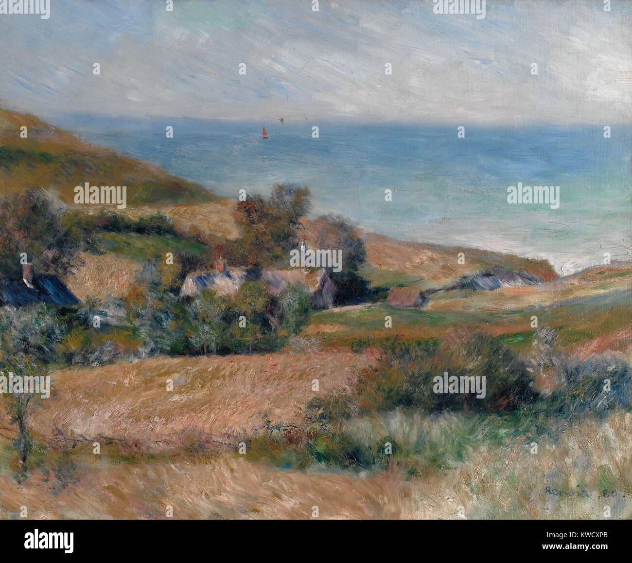 Blick auf die Seeküste in der Nähe von Wargemont, von Auguste Renoir, 1880, französischer Impressionisten Öl Malerei. Diese Arbeit wurde aus Türen an der Küste der Normandie lackiert (BSLOC 2017 3 87) Stockfoto