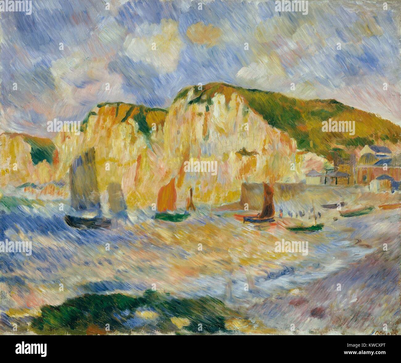 Meer und Klippen, von Auguste Renoir, 1885, französischer impressionistischer Malerei, Öl auf Leinwand. Renoir malte diese Landschaft mit starken geschlüpft gerade Pinselstrichen (BSLOC 2017 3 90) Stockfoto