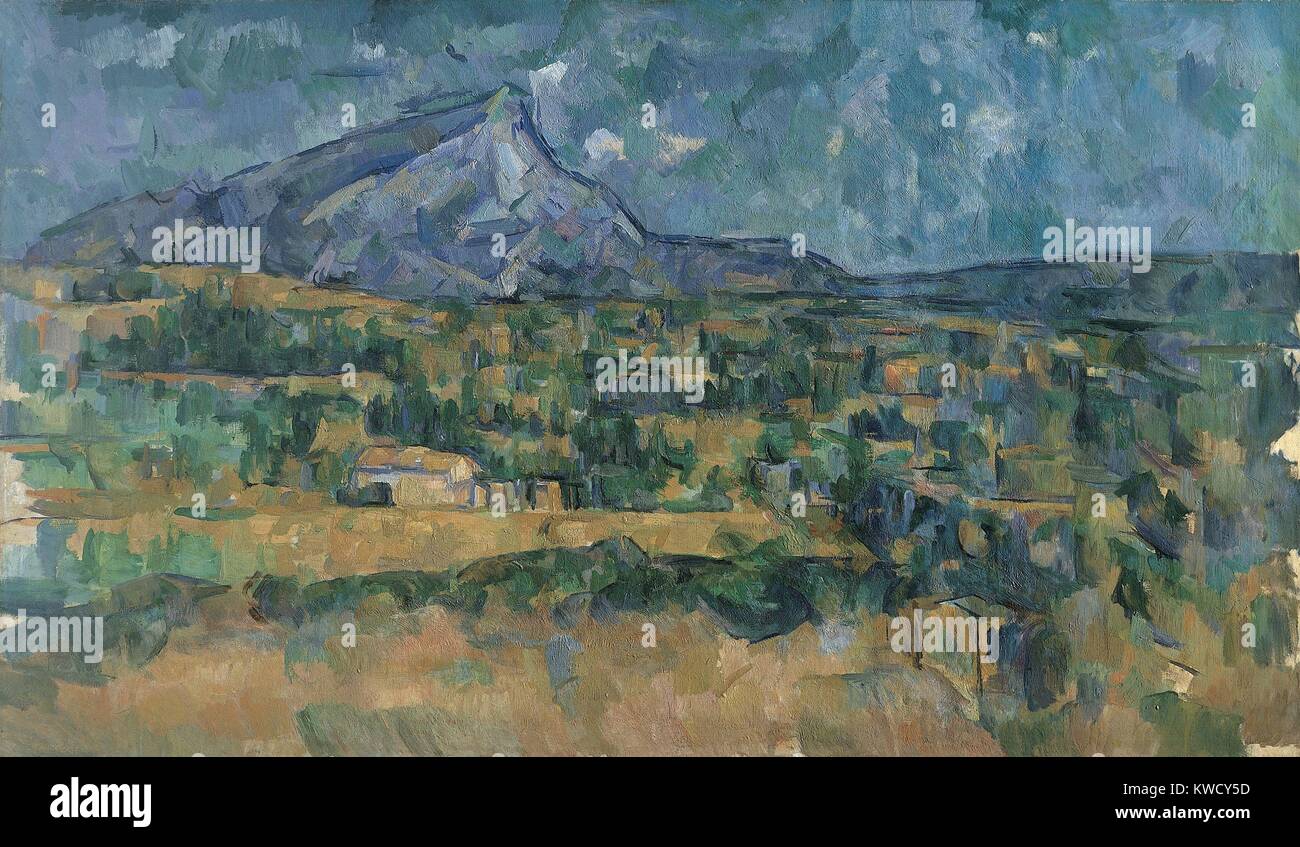 Mont Sainte-Victoire, von Paul Cezanne, 1902-6, French Post-Impressionist Malerei, Öl auf Leinwand. Der Künstler arbeitete an diesem Proto-kubistischen Landschaft für über vier Jahre (BSLOC 2017 5 12) Stockfoto