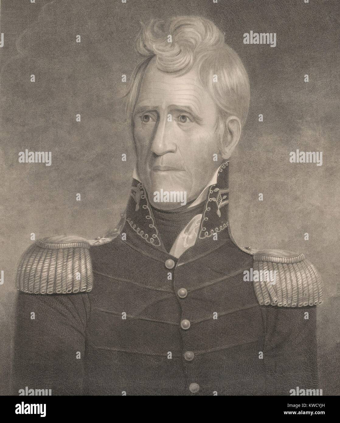 Andrew Jackson, Porträt Gravur nach einem Original 1817 von Ralph E. W. Earl, von Nashville. Kupferstich von Charles Culter Torrey, in Massachusetts geboren und starb in Nashville, 1827 (BSLOC 2017 6 3). Stockfoto