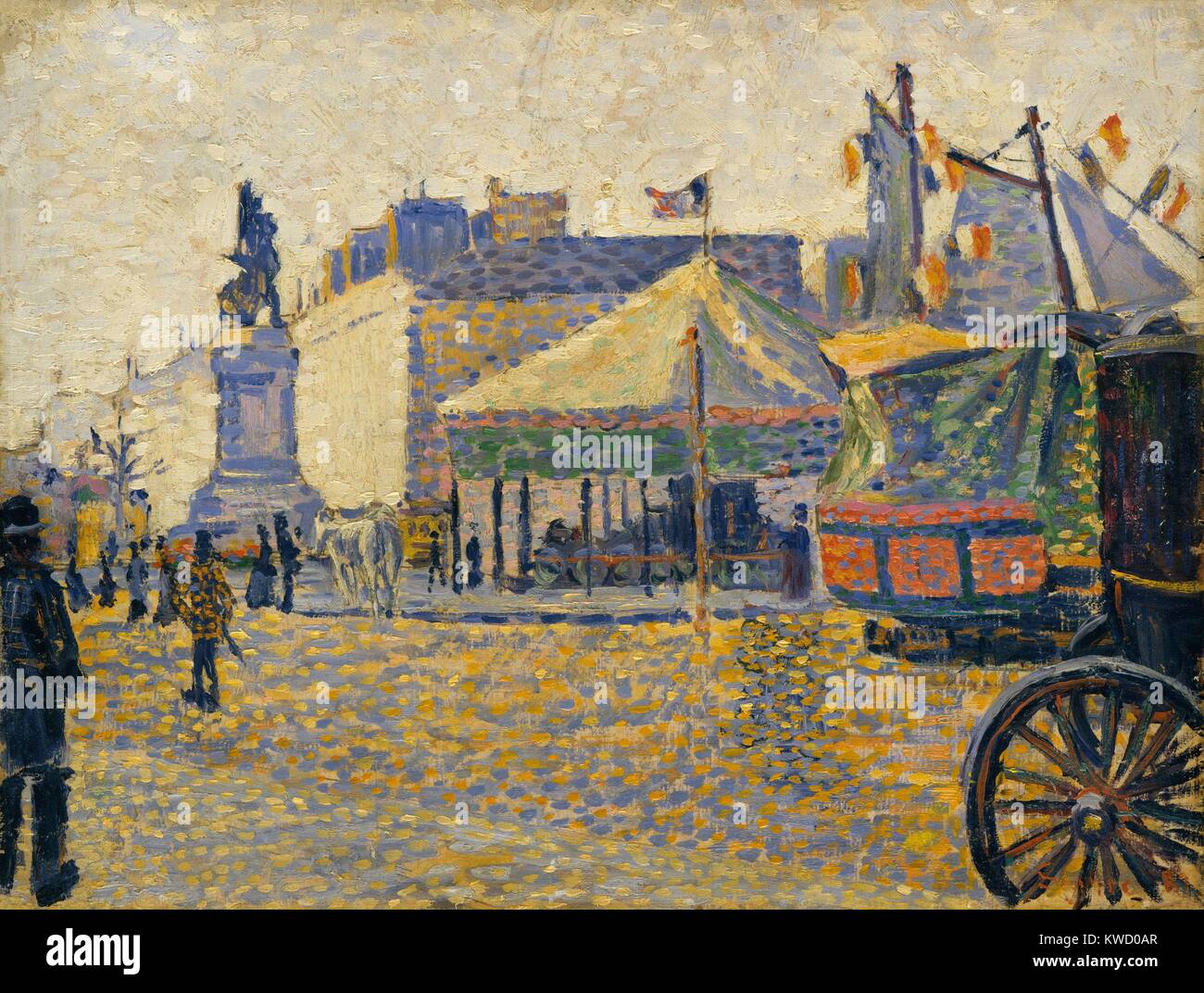 Place de Clichy, von Paul Signac, 1887, French Post-Impressionist Malerei, Öl auf Holz. Im Alter von 18 Jahren, als ein architektonisches Student, sah einen Monet Ausstellung und beschloss, Maler zu werden. Diese Arbeit wurde 6 Jahre später nach Signac Einfluss durch pointil (BSLOC 2017 5 87 erstellt) Stockfoto