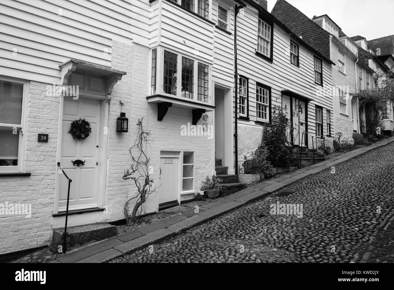 Die steilen gepflasterten Mermaid Street, Rye, East Sussex Stockfoto