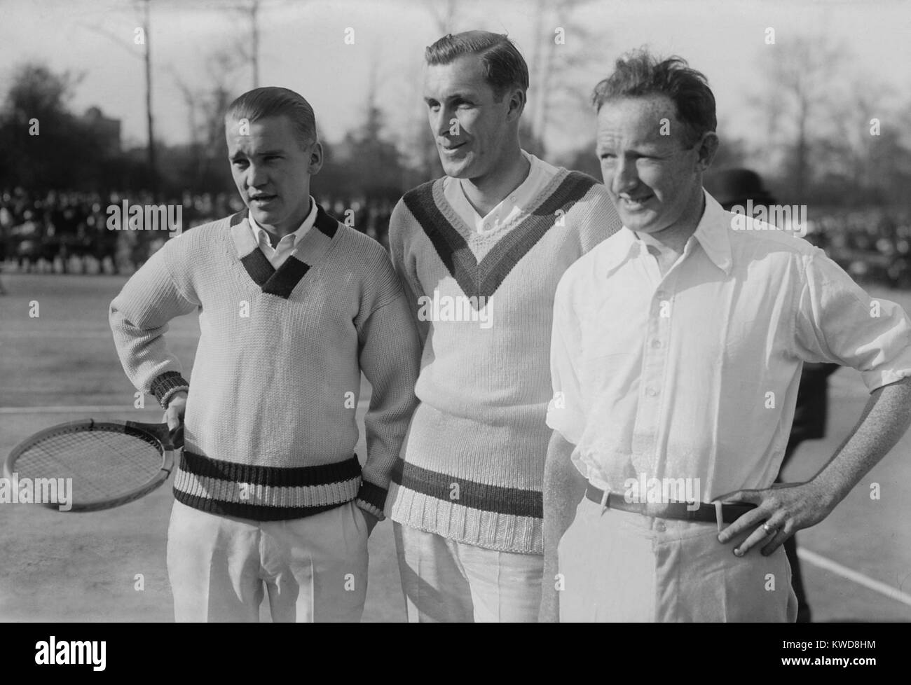 Tennis champions Vincent Richards, Bill Tilden und Bill Johnston in den 1920er Jahren. Das Trio wurden auf jedem amerikanischen Davis Cup Team von 1921 bis 1926. In den USA gewann das Turnier seit sieben Jahren von 1920-1926. (BSLOC 2015 17 86) Stockfoto