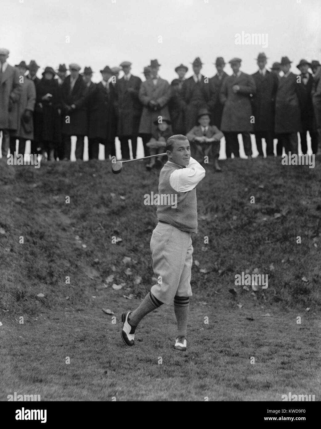 Amerikanischer professioneller Golfspieler Gene Sarazen, Dez. 9, 1922. 1922 war sein Break-out-Jahr, er gewann die US Open und PGA Meisterschaft. (BSLOC 2015 17 120) Stockfoto