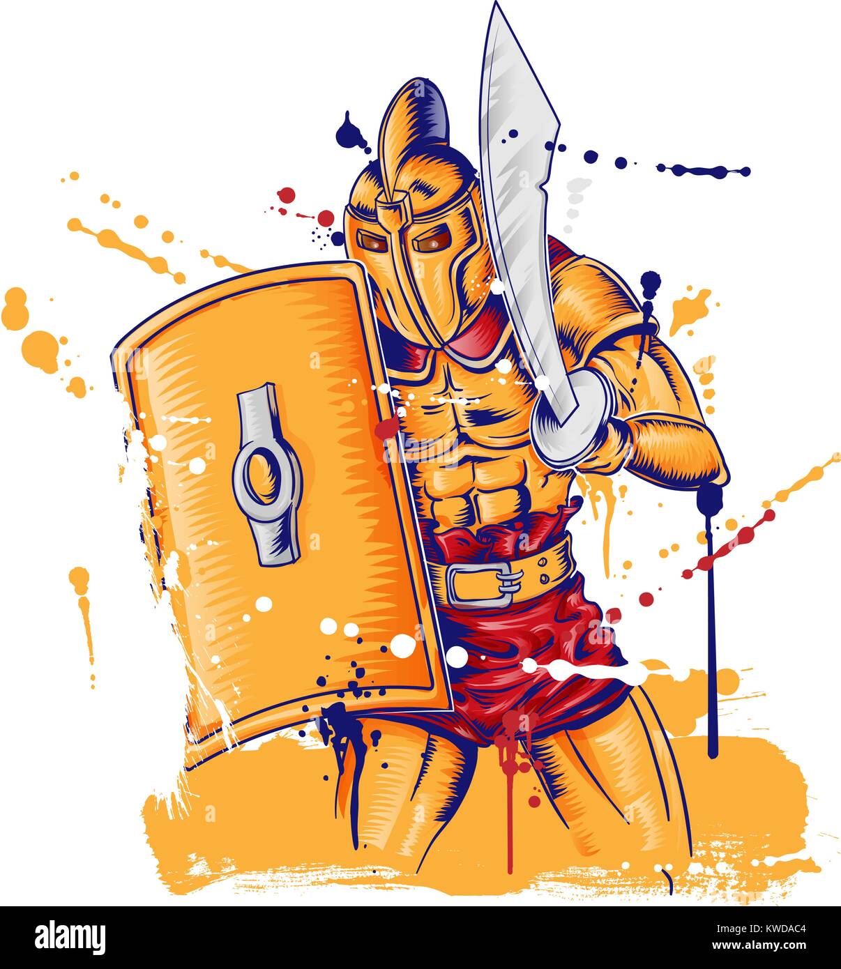 Römische gladietor Krieger Maskottchen isoliert auf weißem Stock Vektor