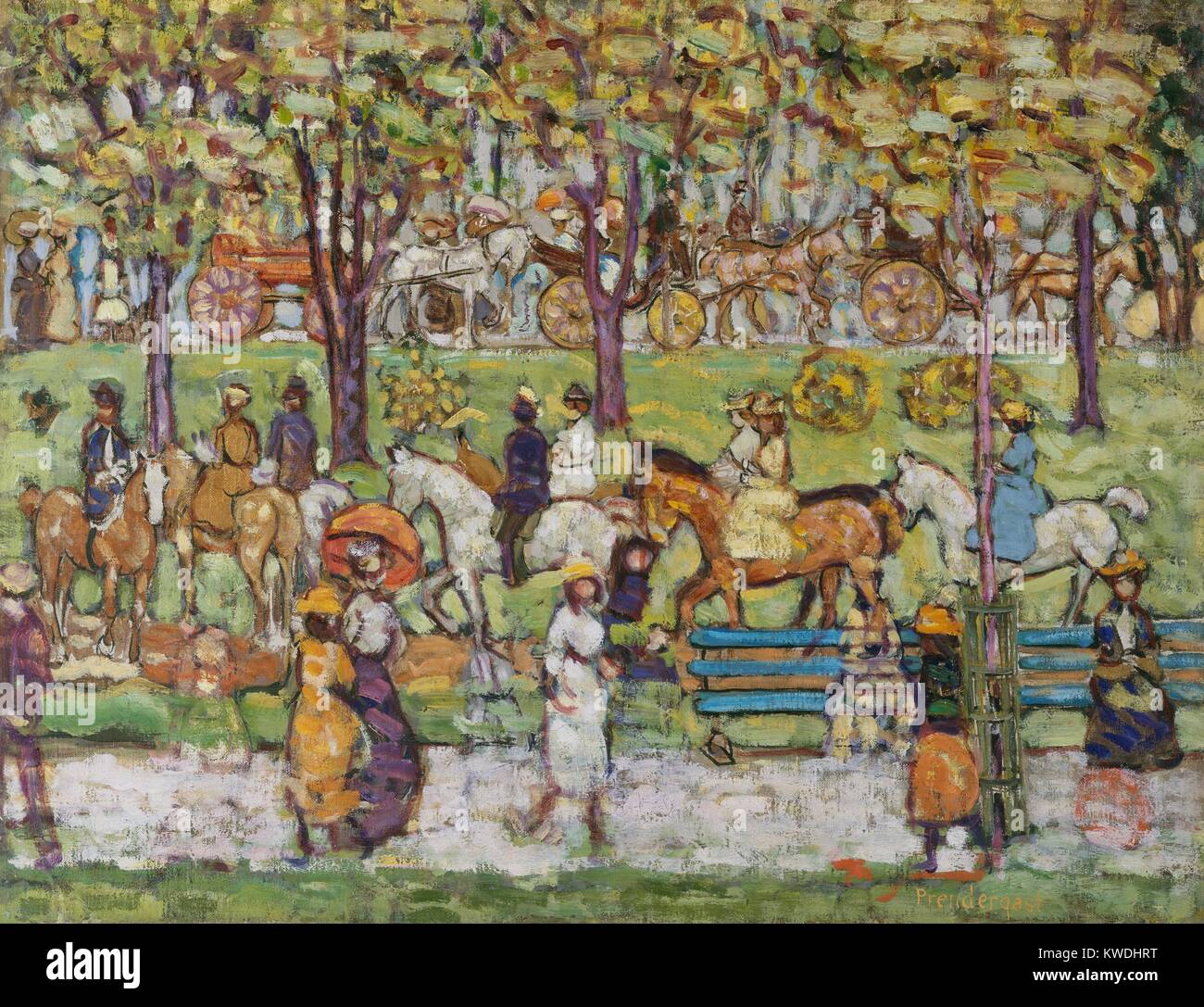 CENTRAL PARK, von Maurice Brazil Prendergast, 1914-15, Kanadisch-Gemälde, Öl auf Leinwand. Dies ist ein Klassiker der Künstler und persönlichen Stil. Das Thema ist eine moderne, urbane Szene der Erholung, in dem die Zahlen in Bändern angeordnet sind, und die Farbe ist rhythmisch über die Leinwand (BSLOC 2017 7 151) Stockfoto