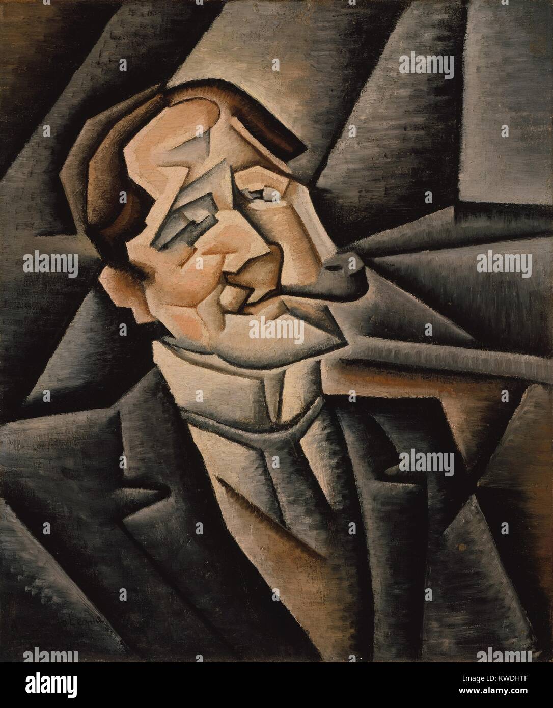 JUAN LEGUA von Juan Gris, 1911, Spanisch kubistisches Gemälde, Öl auf Leinwand. Analytischen Kubismus Bildnis eines Mannes das Rauchen einer Pfeife weicher ist und mehr gegenständliche als vergleichbare Werke von Kubismus Gründer, Picasso, George Braque (BSLOC 2017 7 3). Stockfoto