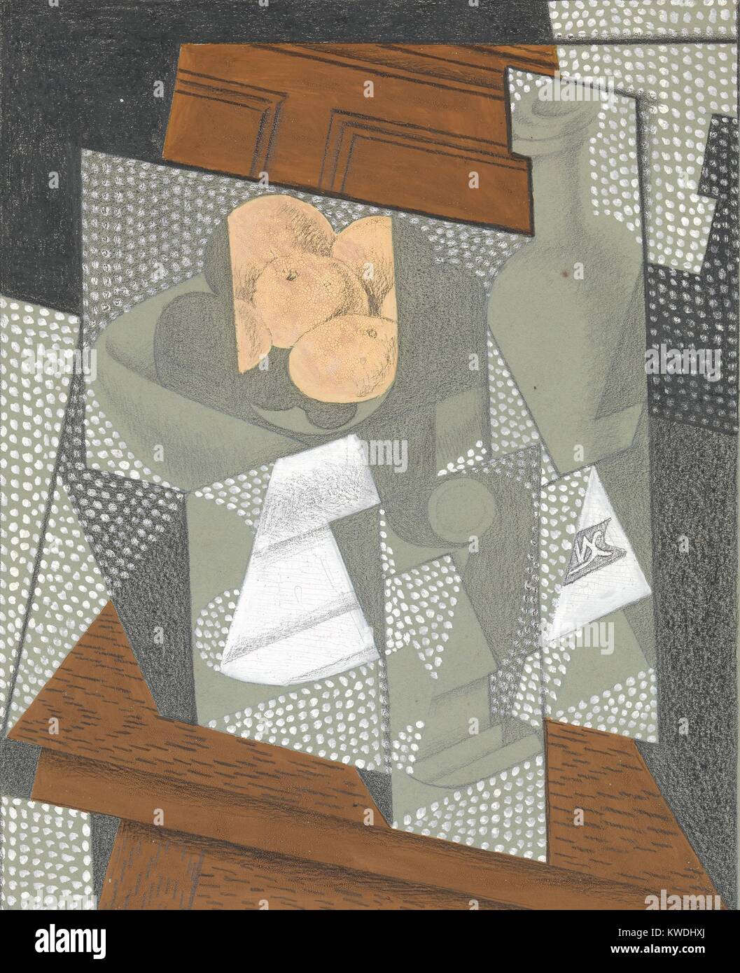 Die OBSTSCHALE, von Juan Gris, 1915-16, Spanisch kubistischen Graphit, Bienenwachs, Kreide, Gouache Zeichnung. Diese Zeichnung ist eines von elf Gris machte die Gedichte der Künstler Freund zu illustrieren, Pierre Reverdy (BSLOC 2017 7 8) Stockfoto