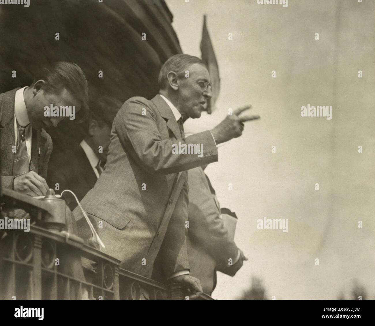 Gouverneur Woodrow Wilson Kampagnen mit dem Zug für Präsident in Bradford, Ohio, 1912 (BSLOC 2017 8 96) Stockfoto