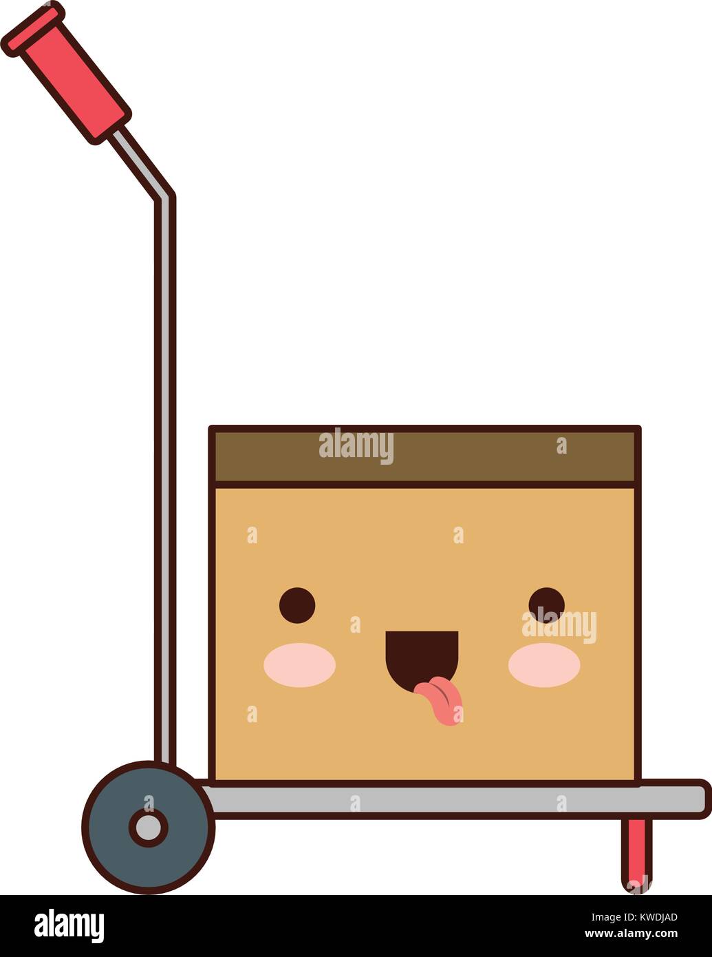 Hand-Lkw mit kawaii Karton in bunten Silhouette abgedichtet Stock Vektor