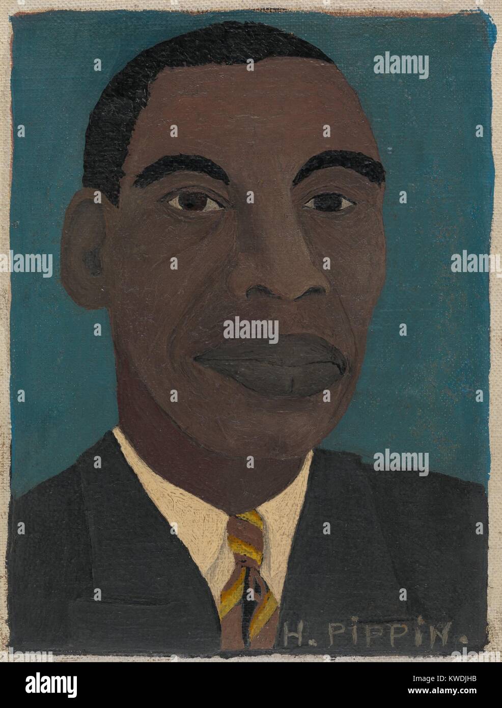 Selbstportrait II, von Horace Pippin, 1944, African-America Malerei, Öl auf Leinwand. Diese Arbeit ist klein, nur messen 8,5 x 6,5 cm. Der Autodidakt erzielten Erfolge und die meisten seiner 130 Gemälde verkauft, viele Museen und Prominente Sammler (BSLOC 2017 16 3) Stockfoto