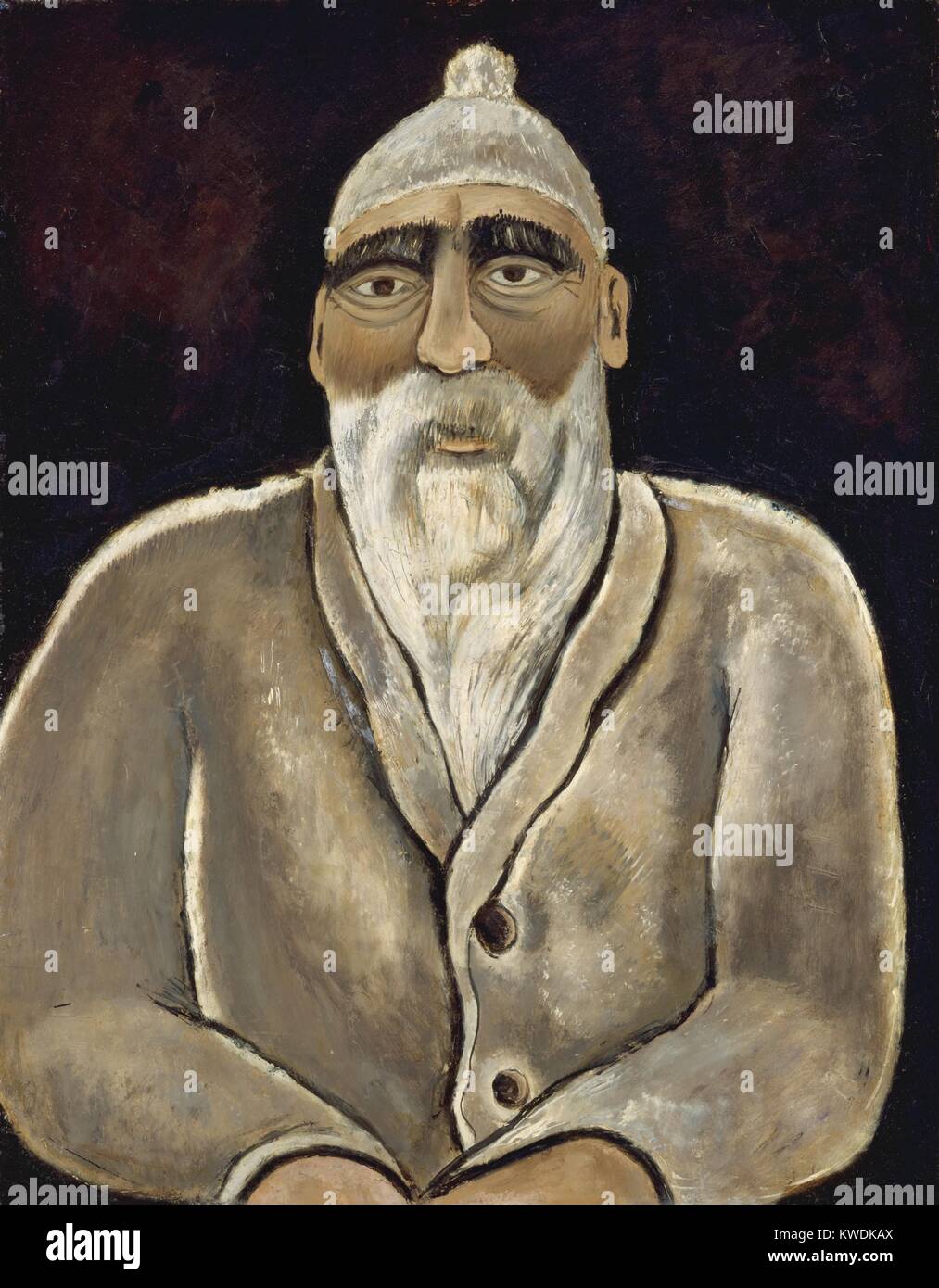 ALBERT Pinkham Ryder, Marsden Hartley, 1938, Amerikanische Malerei, Öl auf Pappe. Dieses phantasievolle Portrait von Ryder ist posthume Hartley Hommage an den Maler er bewunderte. Sie wurden Freunde, und Hartley besucht die älteren Maler in seinem Greenwich Village Studio (BSLOC 2017 7 111) Stockfoto