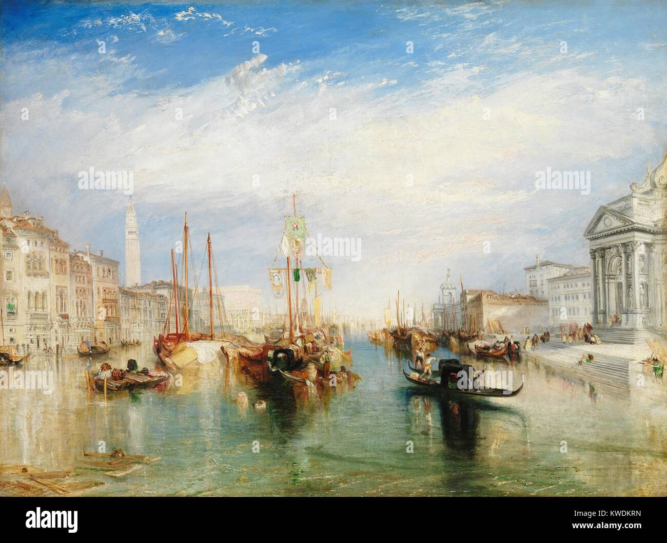 Venedig, VON DER VERANDA DER MADONNA DELLA SALUTE, von Joseph Turner. Britische, Malerei, 1835, Öl auf Leinwand. Blick nach Osten in Richtung Boote auf dem Canal Grande, den Markusplatz mit Campanile im richtigen Abstand. Dieses Studio Anstrich wurde auf eine Bleistiftzeichnung von seiner ersten Reise nach Venedig im Jahr 1819, sondern wurde von seinem reifen Erfahrung inspiriert, als er nach Venedig im Jahr 1833 zurück (BSLOC 2017 9 130) Stockfoto