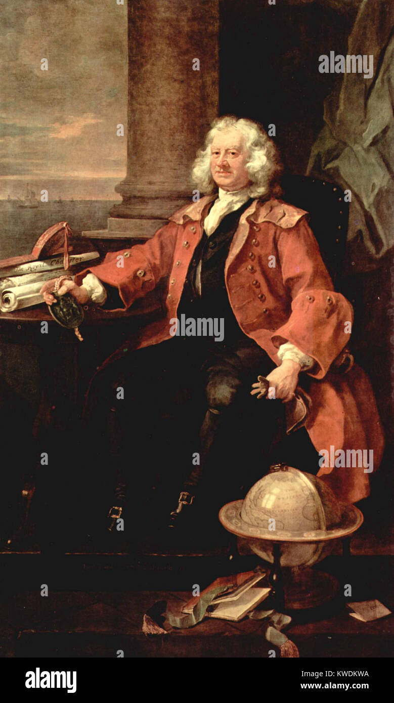 Kapitän Thomas Coram, Philanthrop, der Londoner Foundling Hospital erstellt Stockfoto