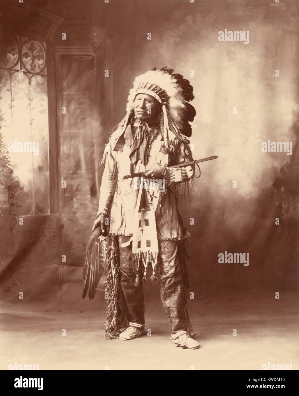 Chief American Horse, Oglala Division von Lakota, eine progressive Native American. Er war ein Scout für die US-Armee, gegen die Große Sioux Krieg von 1876-1877, sowie die Ghost Dance Bewegung von 1890. Er unterzeichnete das Land Verkauf Vertrag von 1889 und sandte seinen Sohn in die Carlisle Indian School. 1898 Foto von Frank A. Rinehart (BSLOC 2017 18 48) Stockfoto