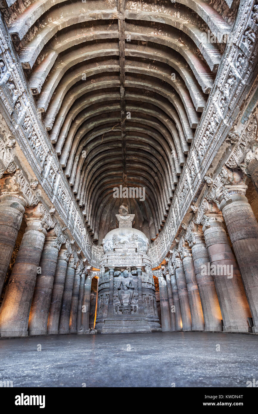 Ajanta Höhlen nahe Aurangabad, Bundesstaat Maharashtra in Indien Stockfoto