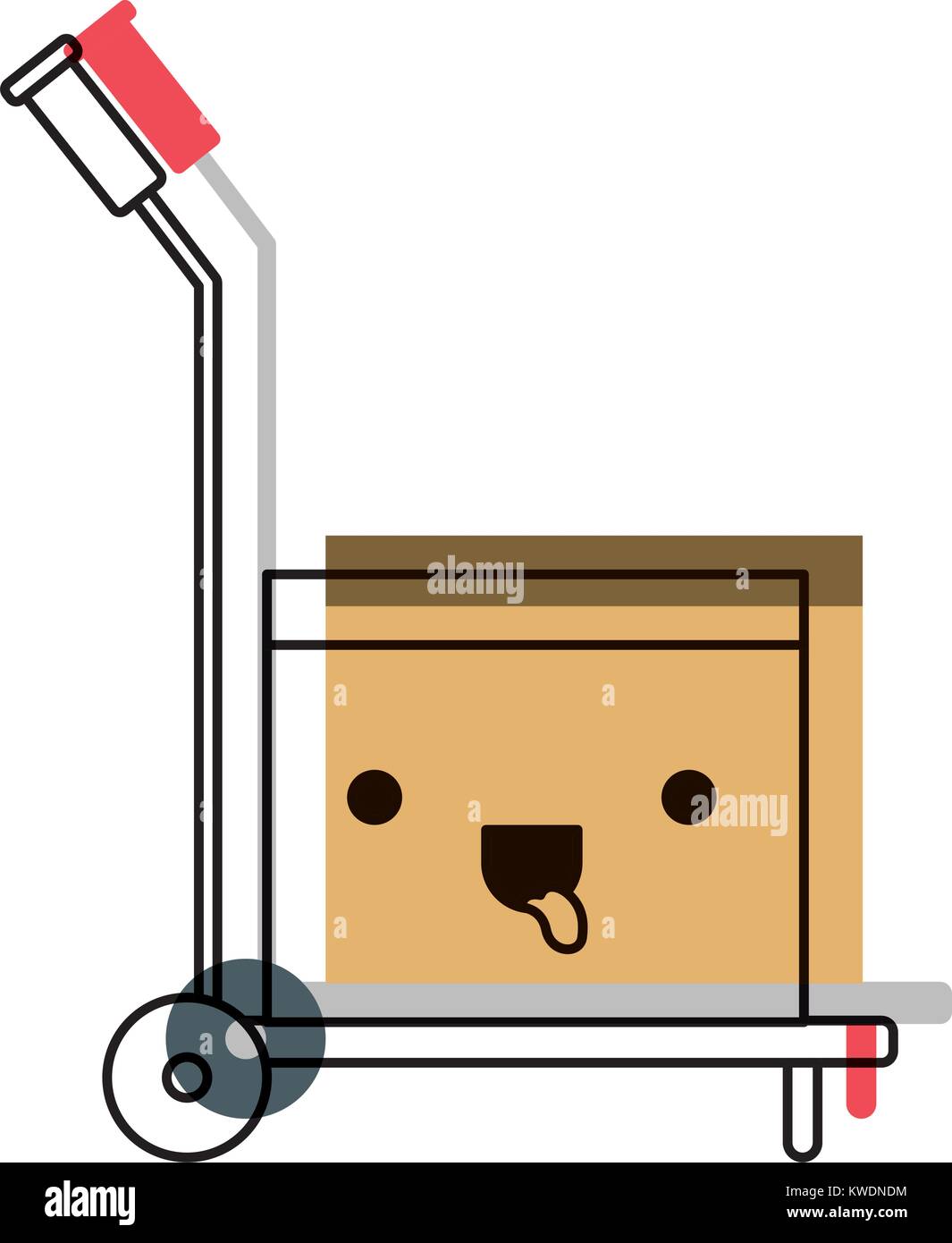 Hand-Lkw mit kawaii Karton in Aquarell silhouette abgedichtet Stock Vektor
