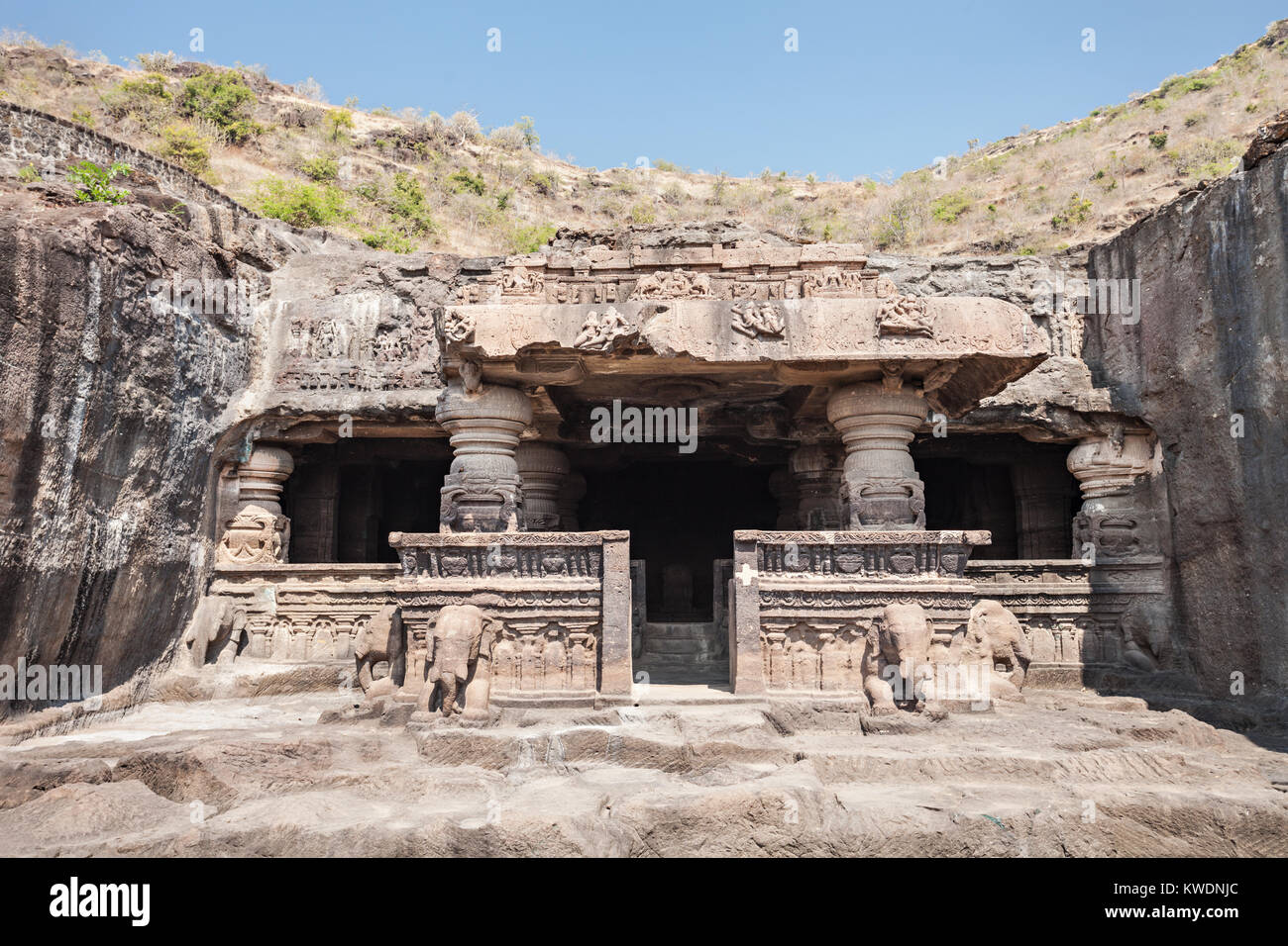 Ellora Höhlen nahe Aurangabad, Bundesstaat Maharashtra in Indien Stockfoto