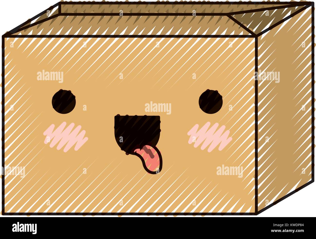 Versiegelte kawaii Karton in farbige Kreide Silhouette Stock Vektor