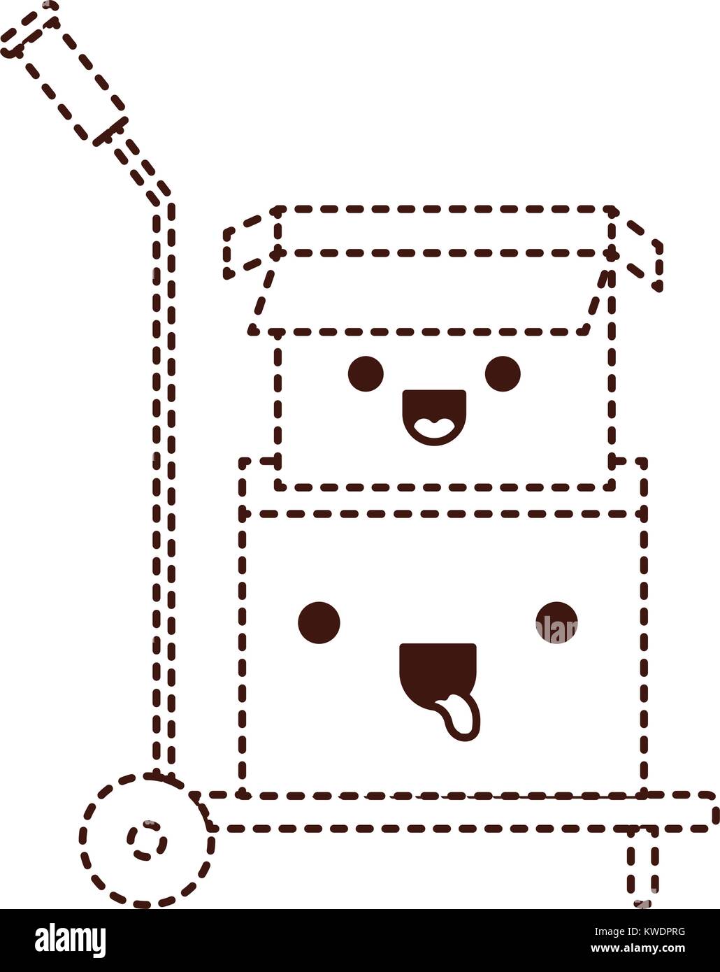 Hand-Lkw mit kawaii Kartons gestapelt und in Schwarzweiß gepunkteten Silhouette geöffnet Stock Vektor