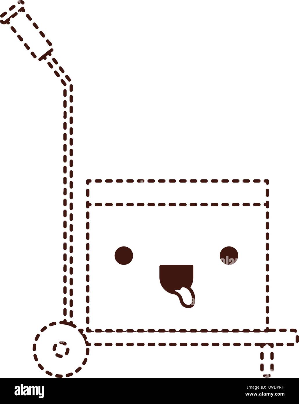 Hand-Lkw mit kawaii Karton in Schwarzweiß dicht gepunktete Silhouette Stock Vektor