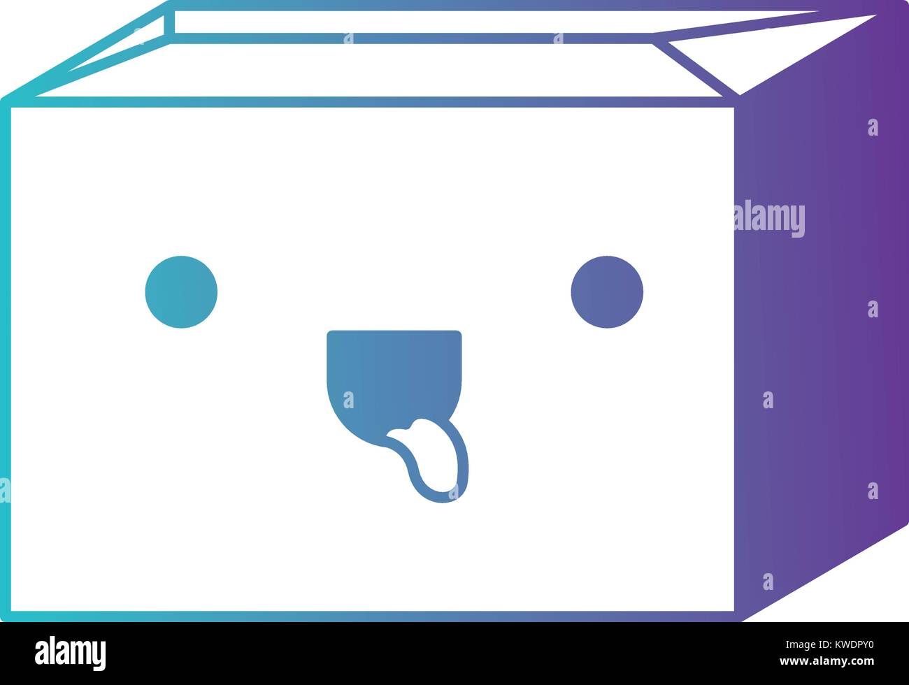 Versiegelte kawaii Karton in den Fehlermodus Blau bis Violett Farbe Kontur Stock Vektor