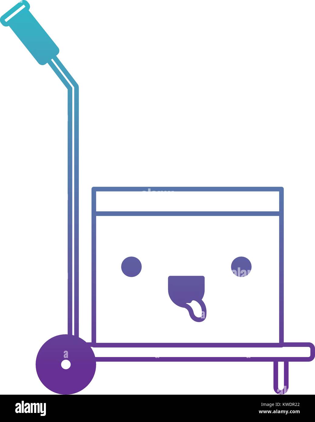 Hand-Lkw mit kawaii Karton in den Fehlermodus abgedichtet Blau bis Violett Farbe Kontur Stock Vektor