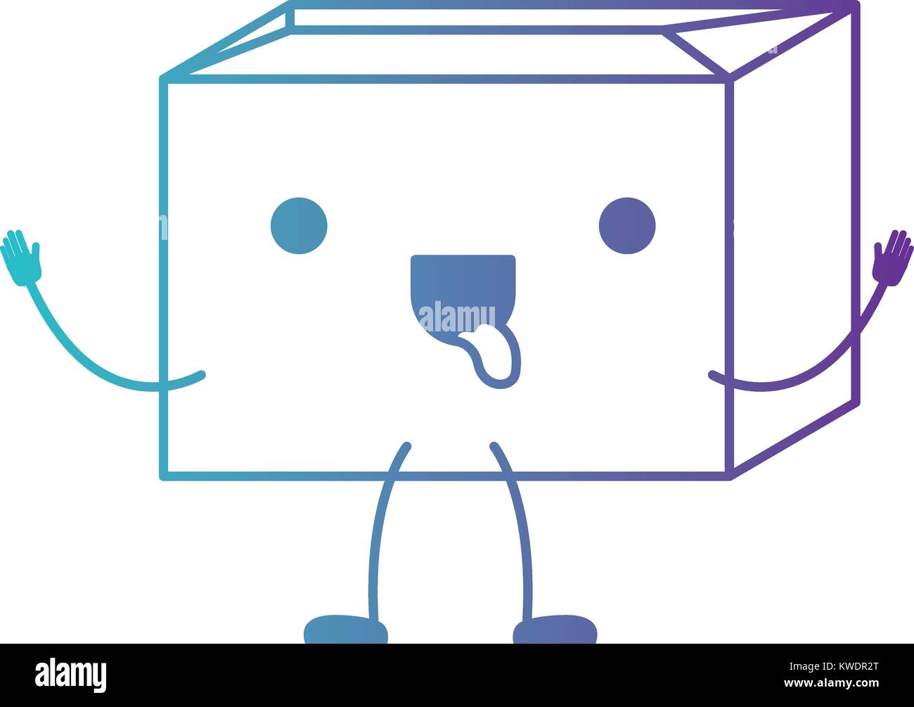 Versiegelte kawaii animierte Karton in den Fehlermodus Blau bis Violett Farbe Kontur Stock Vektor