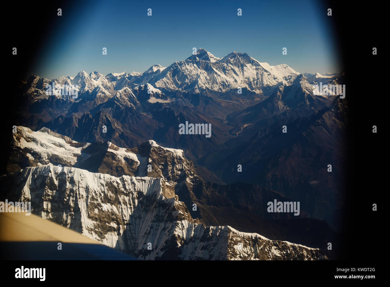 Everest View aus dem Flugzeug, Nepal Stockfoto